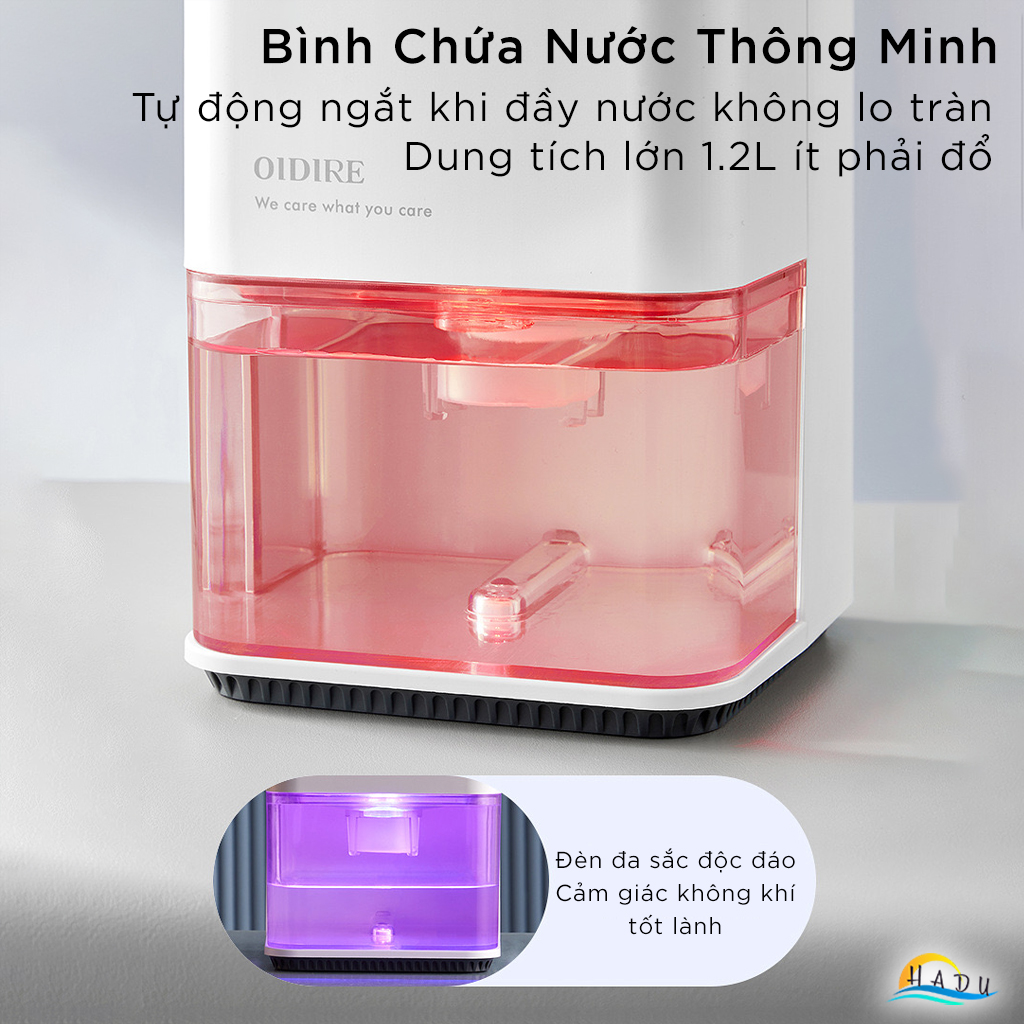 Máy Hút Ẩm Mini OIDIRE, Hút 300ml/Ngày, Bình Chứa 1.2L, Tiết Kiệm Điện, Cho Phòng Ngủ 30m²