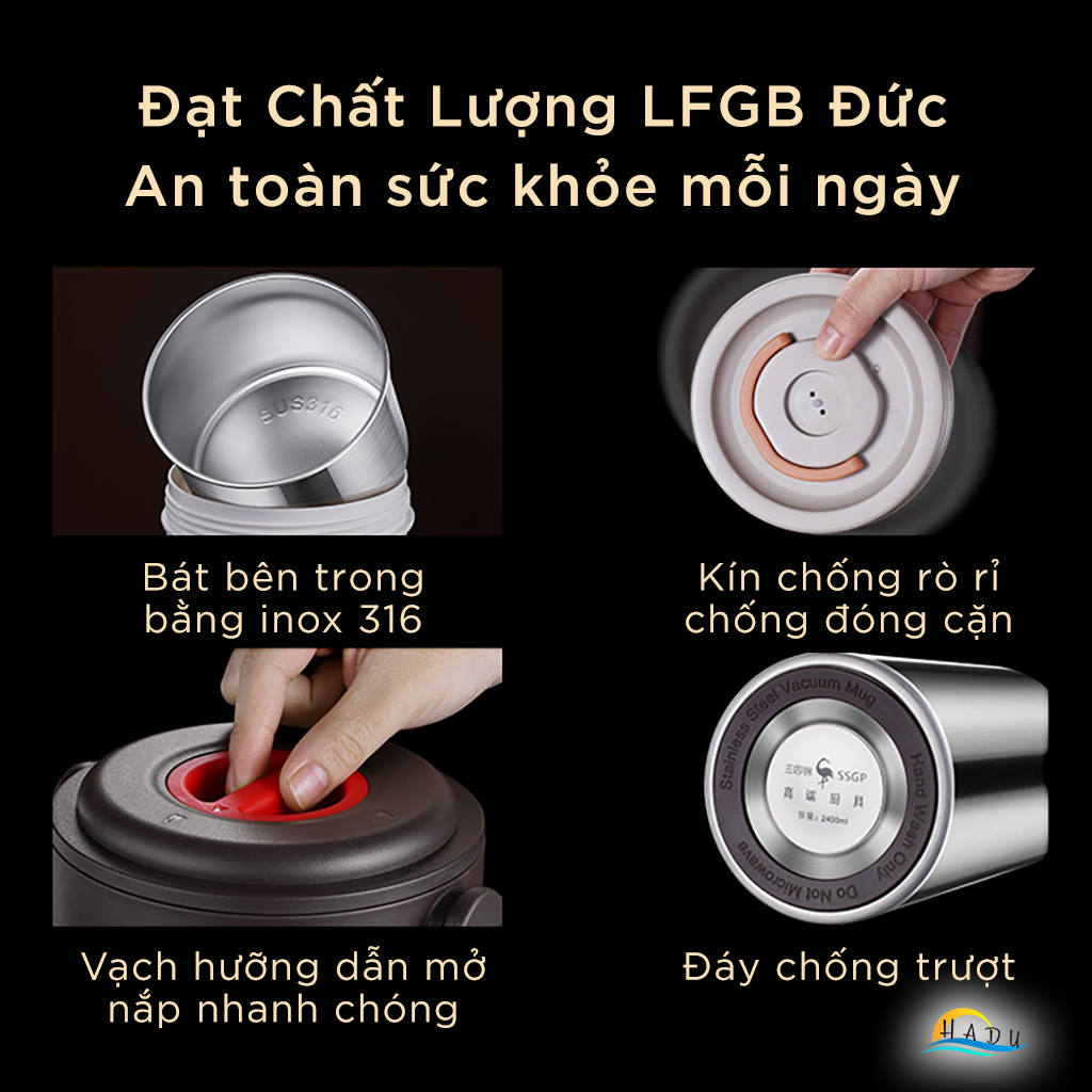Hộp Cơm Giữ Nhiệt 10 Lớp SSGP, Lõi Inox 316L, Giữ Nóng 6 Giờ, Đạt Chất Lượng LFGB Đức