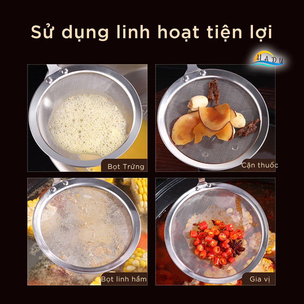 Vá Vợt Hớt Bọt Lọc Cặn Dầu Ăn Mỡ Inox 304 Cao Cấp Đạt Chất Lượng Đức SSGP