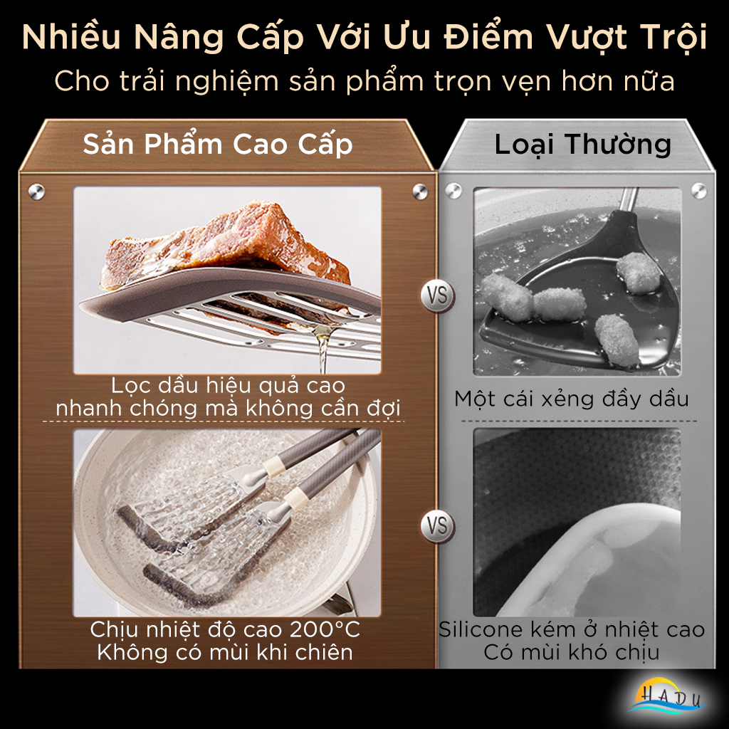 Xẻng Lật Lọc Dầu Silicone SSGP, Chịu Nhiệt, Không Trầy Xước Nồi, Đạt Chất Lượng LFGB Đức