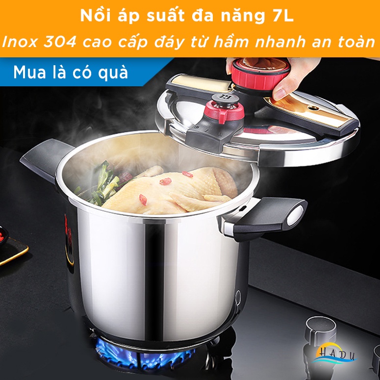 Nồi Áp Suất Bếp Từ Inox 304 SSGP 7L, Đáy 3 Lớp, Hầm Nhanh, An Toàn, Đạt Chất Lượng LFGB Đức