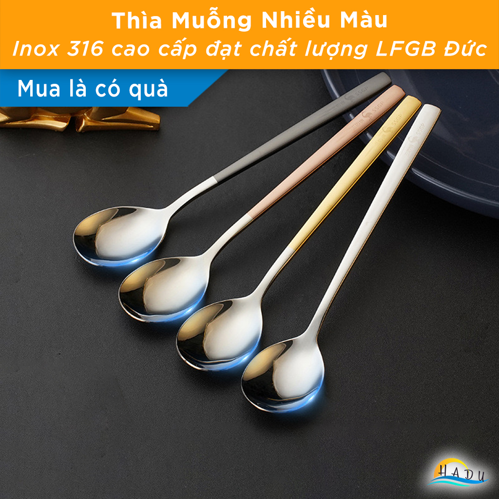 [Hộp 4 Cái] Thìa Ăn Cơm Inox 316L SSGP, Kháng Khuẩn, Dài 18.8cm, Đạt Chất Lượng LFGB Đức