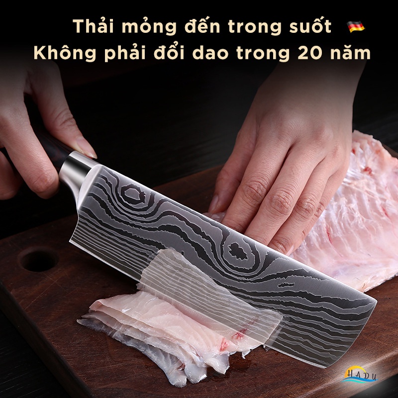Bộ Dao Nhà Bếp Cao Cấp Inox Nhập Khẩu Đức – Độ Cứng 56HRC, Sắc Bén, Tay Cầm Gỗ Sang Trọng SSGP