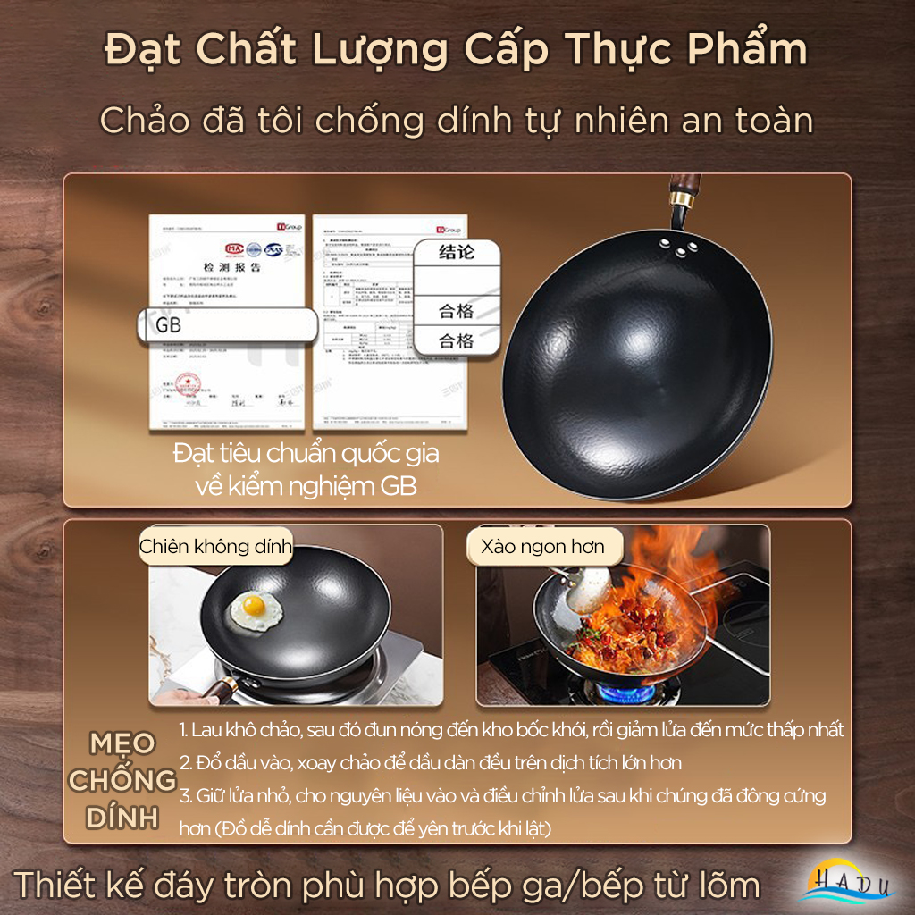 Chảo Gang Đúc Nguyên Khối Đã Tôi Chống Dính Cao Cấp 32cm SSGP, Chảo Xào Sâu Lòng Đạt Chất Lượng LFGB Đức