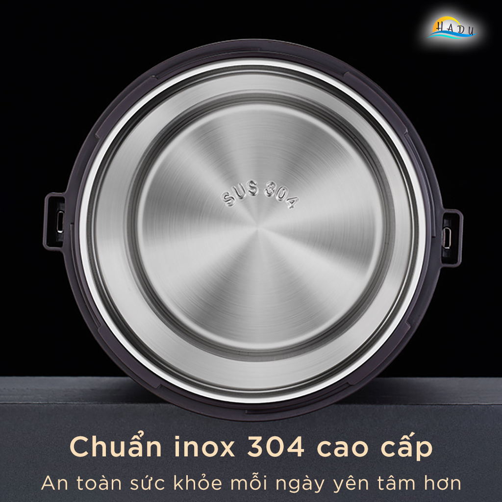 Hộp Đựng Cơm Giữ Nhiệt Inox 304 Cao Cấp, Công Nghệ Chân Không 6 Lớp, Kèm Túi Giữ Nhiệt, Đáy Silicone Chống Trơn, Màu Vàng Đồng SSGP