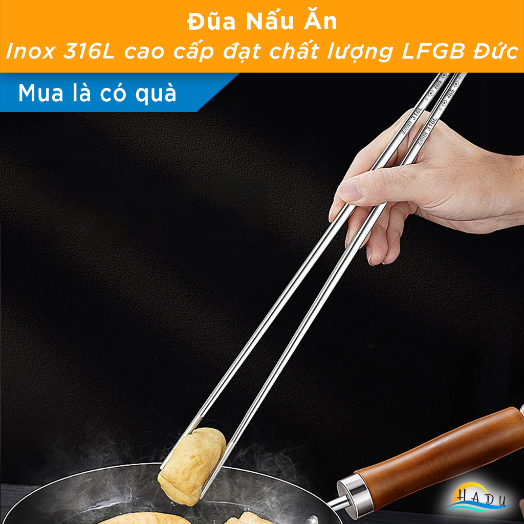 Đũa Nấu Ăn Inox 316L SSGP Dài 36cm, Cách Nhiệt, Chống Trơn, Đạt Chất Lượng LFGB Đức