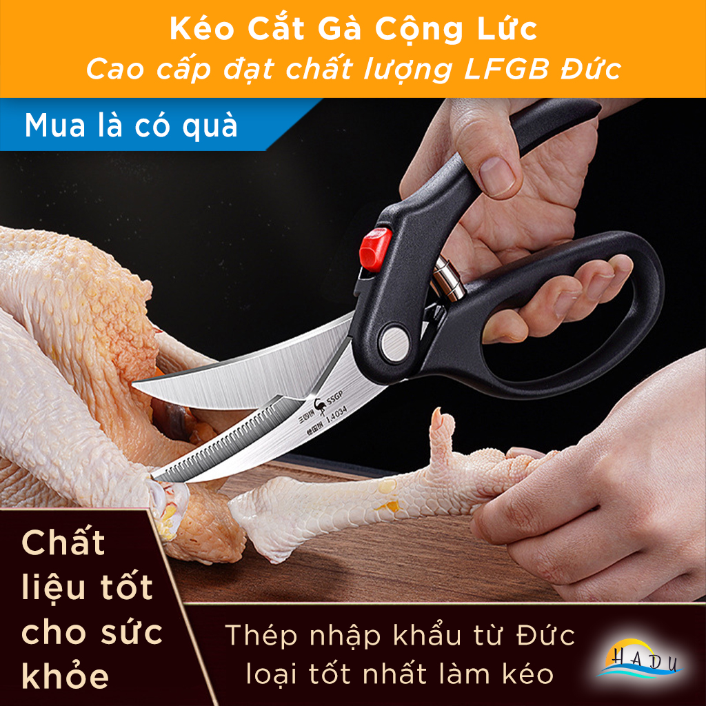 Kéo Cắt Gà Trợ Lực SSGP, Thép Đức, Lò Xo Giảm Lực, Khóa An Toàn, Dài 24.5cm, Đạt Chất Lượng LFGB Đức