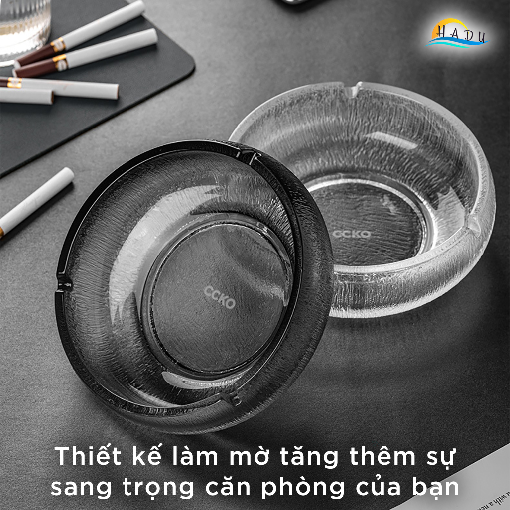 Gạt Tàn Thuốc Lá Thủy Tinh Mờ CCKO, Thiết Kế Sang Trọng, Để Bàn, Size 17.5cm, Nhiều Màu