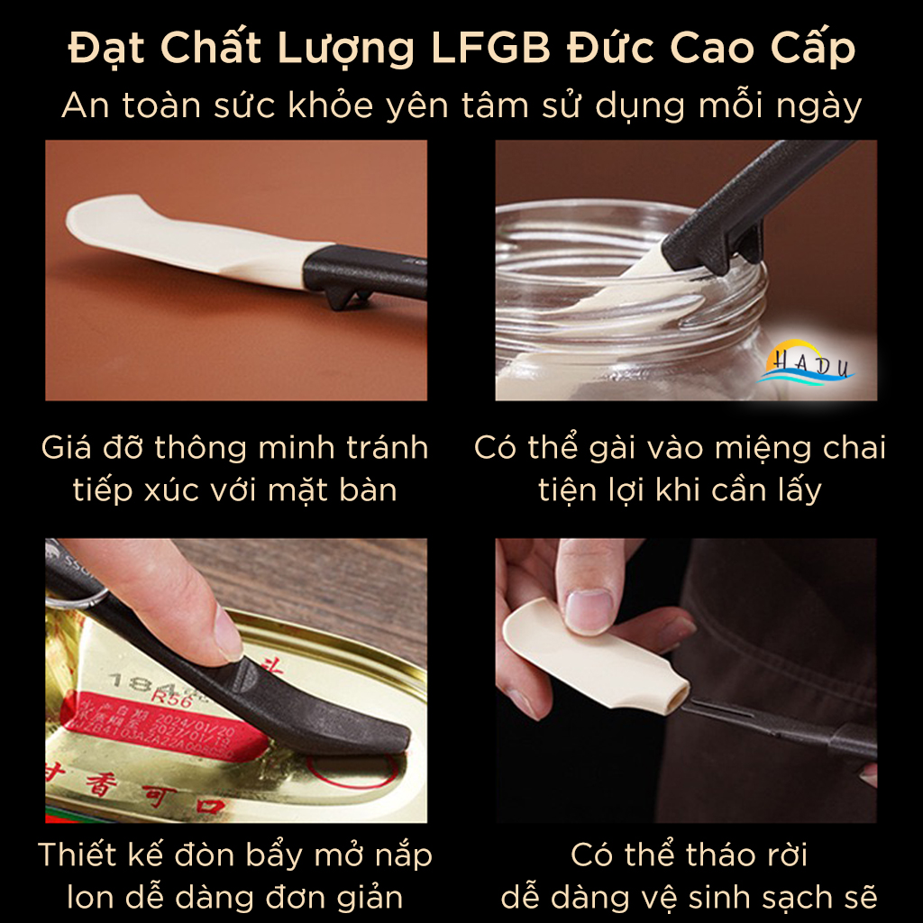 Cây Vét Bột Silicone Đa Năng SSGP, Có Giá Đỡ, Màu Đen, Đạt Chất Lượng LFGB Đức