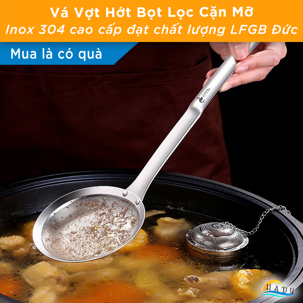 Vợt Hớt Bọt và Lọc Dầu SSGP, Inox 304, Dài 27cm, 33cm, Đạt Chất Lượng LFGB Đức