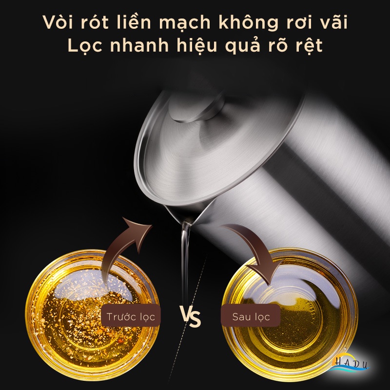 Bình Lọc Dầu Ăn Inox 304 SSGP, Kèm Lưới Lọc Siêu Mịn, Vòi Rót Chống Giọt, Đạt Chất Lượng LFGB Đức