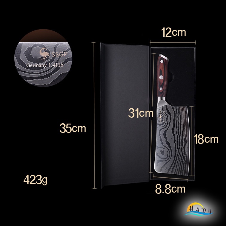Bộ Dao Nhà Bếp Cao Cấp Inox Nhập Khẩu Đức – Độ Cứng 56HRC, Sắc Bén, Tay Cầm Gỗ Sang Trọng SSGP