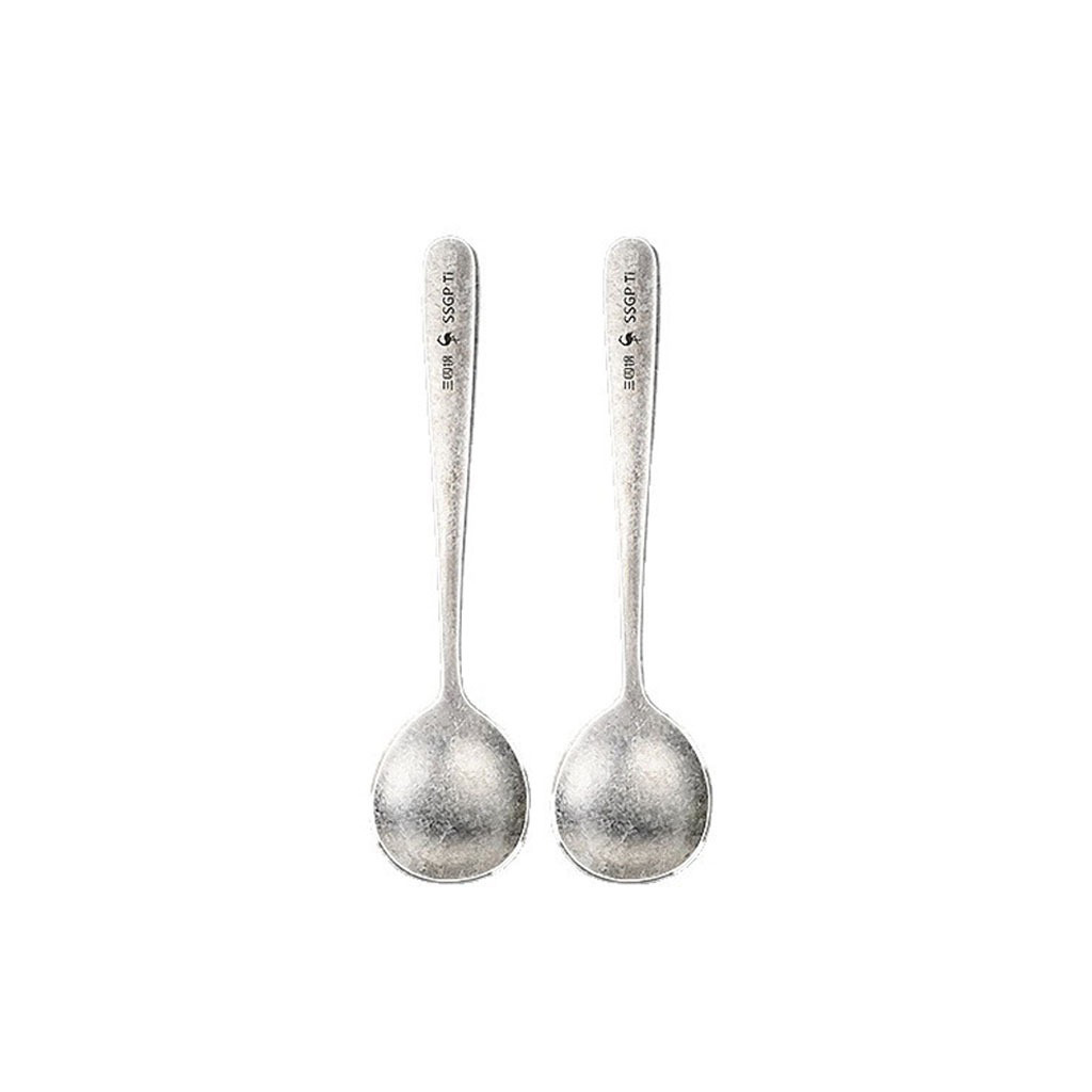 Thìa Ăn Cơm Titan Nguyên Chất 99.8% SSGP, Muỗng Siêu Nhẹ 25g Họa Tiết Hoa Băng Đạt Chất Lượng LFGB Đức Cao Cấp