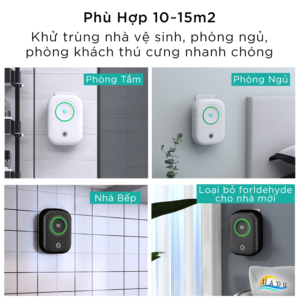 Máy Khử Mùi Nhà Vệ Sinh HADU, Công Nghệ Ozone và Ion Âm, Lọc Khí, Cho Phòng 15m²