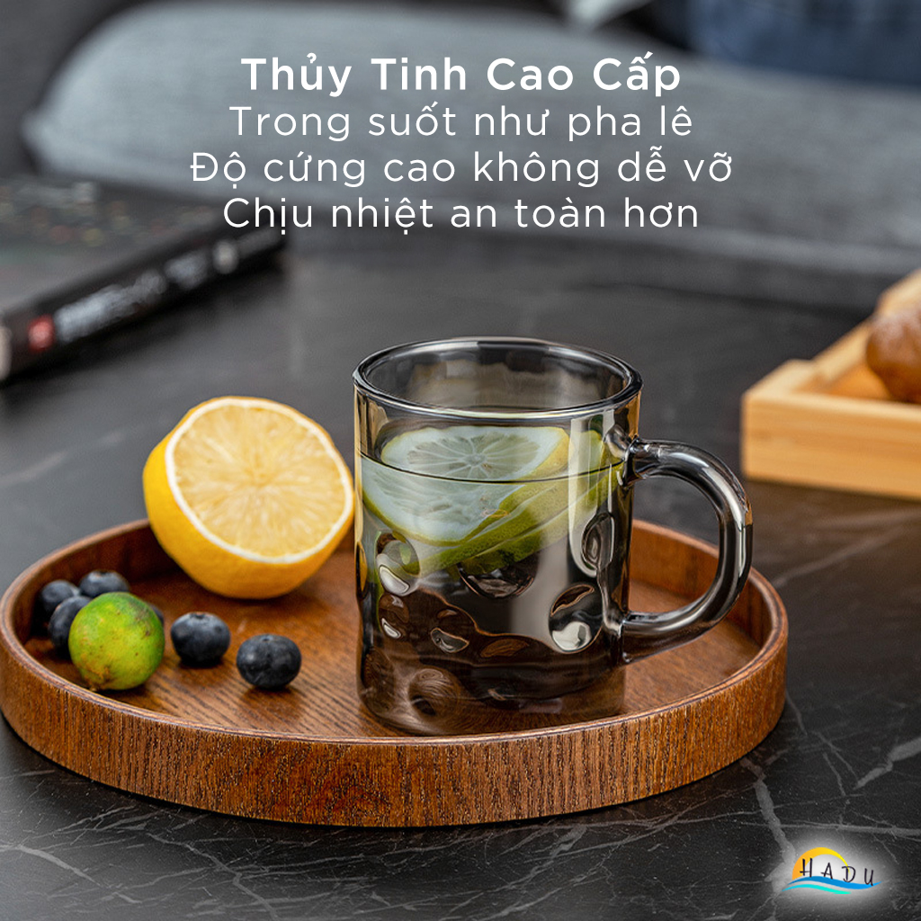 Cốc Thủy Tinh Chịu Nhiệt CCKO Họa Tiết Chấm Bi, 240ml, Kiểu Dáng Sang Trọng, Trong Suốt