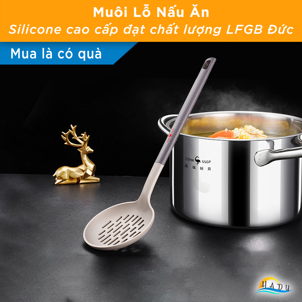 Xẻng Xào Nấu Silicone SSGP, Lõi Thép, Không Trầy Xước Nồi, Dài 38cm, Đạt Chất Lượng LFGB Đức