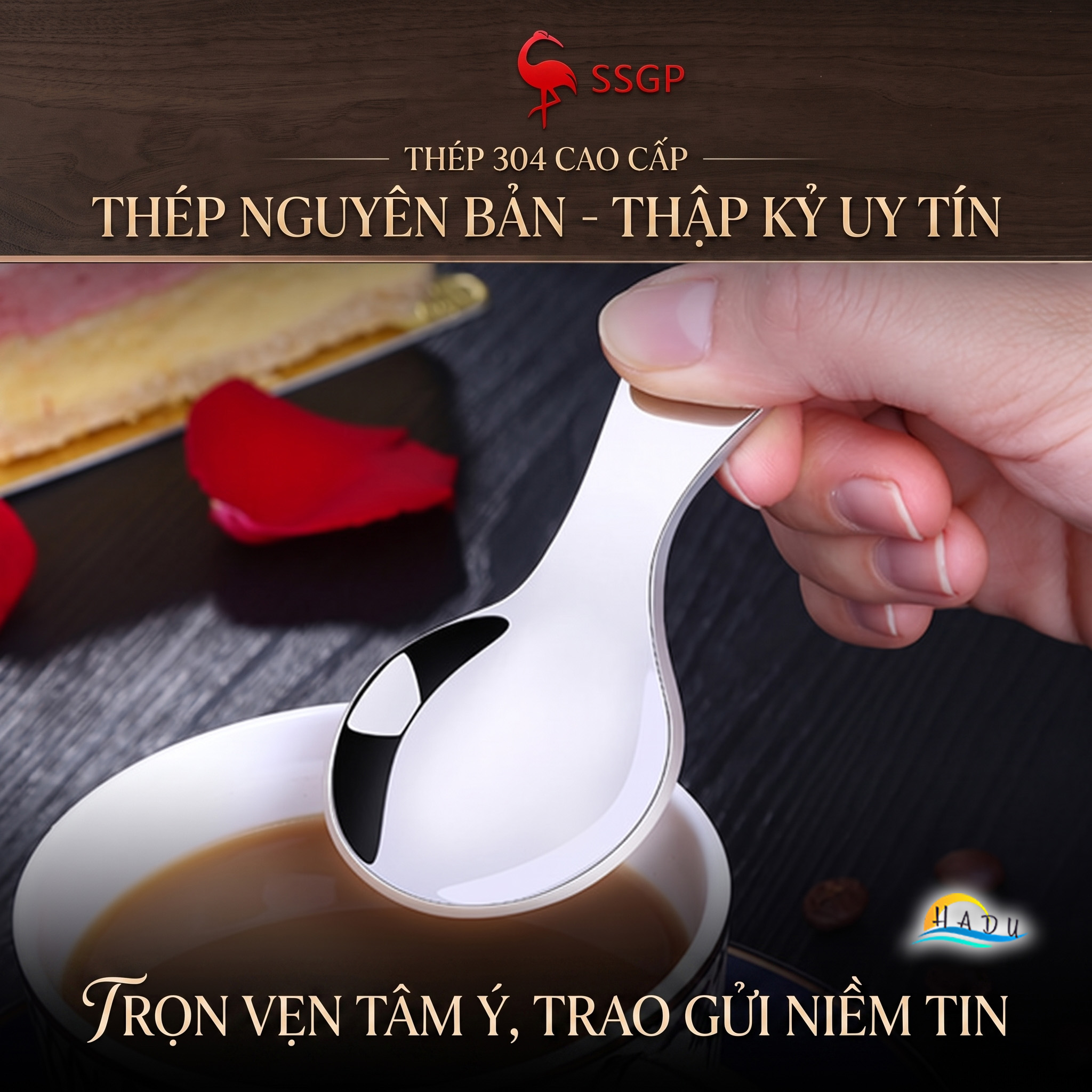 Muỗng Thìa Inox 316L Cán Ngắn Cao Cấp Kháng Khuẩn Dày Dặn Bo Tròn Đạt Chất Lượng LFGB Đức SSGP