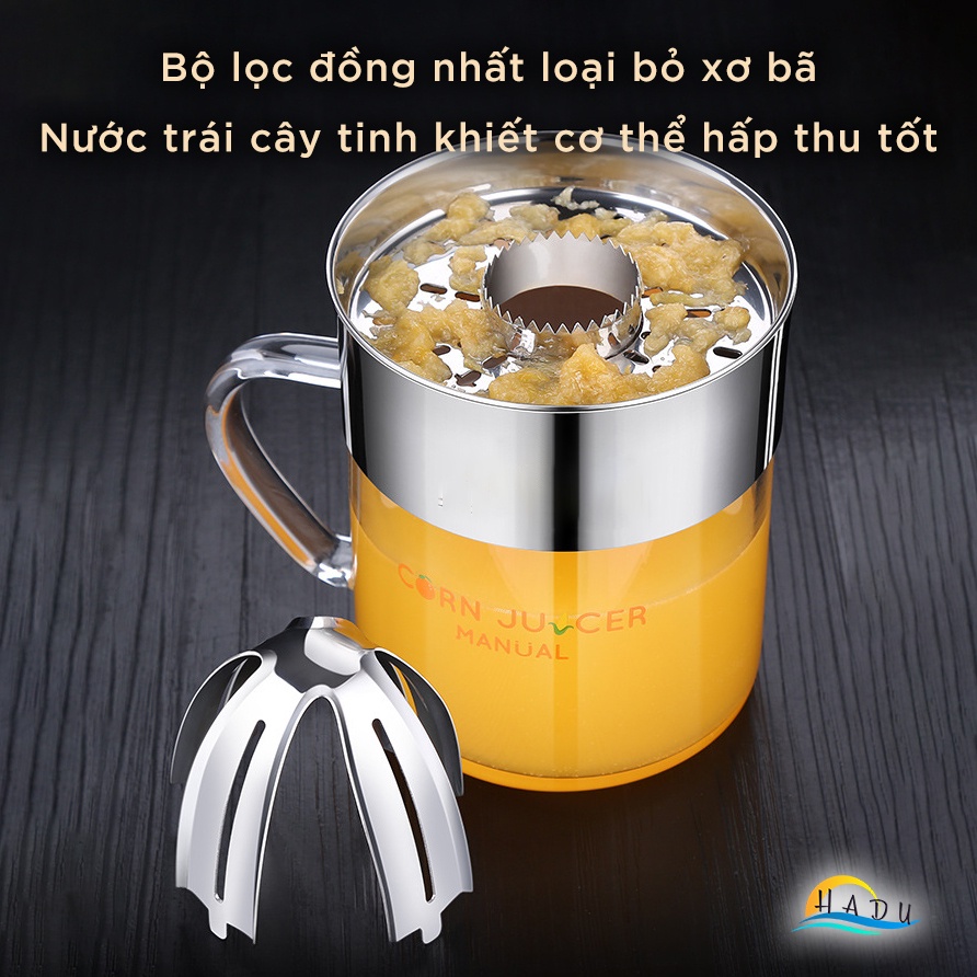 Dụng Cụ Vắt Cam và Tách Hạt Ngô 2 trong 1 CCKO, Lõi Inox 304, Cốc Thủy Tinh 600ml