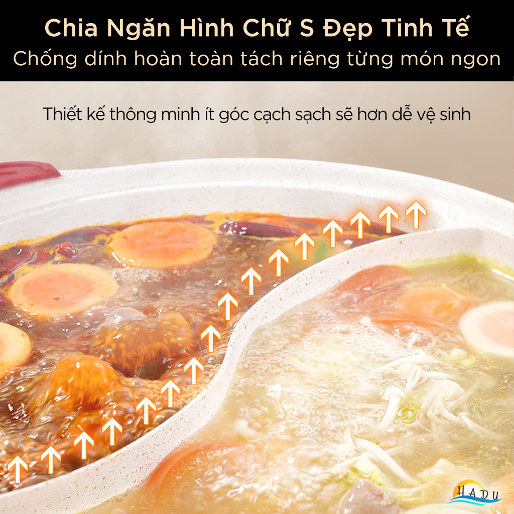 Nồi Lẩu 2 Ngăn Bếp Từ Cao Cấp Đa Năng Chống Dính 30cm Đạt Chất Lượng LFGB Đức SSGP