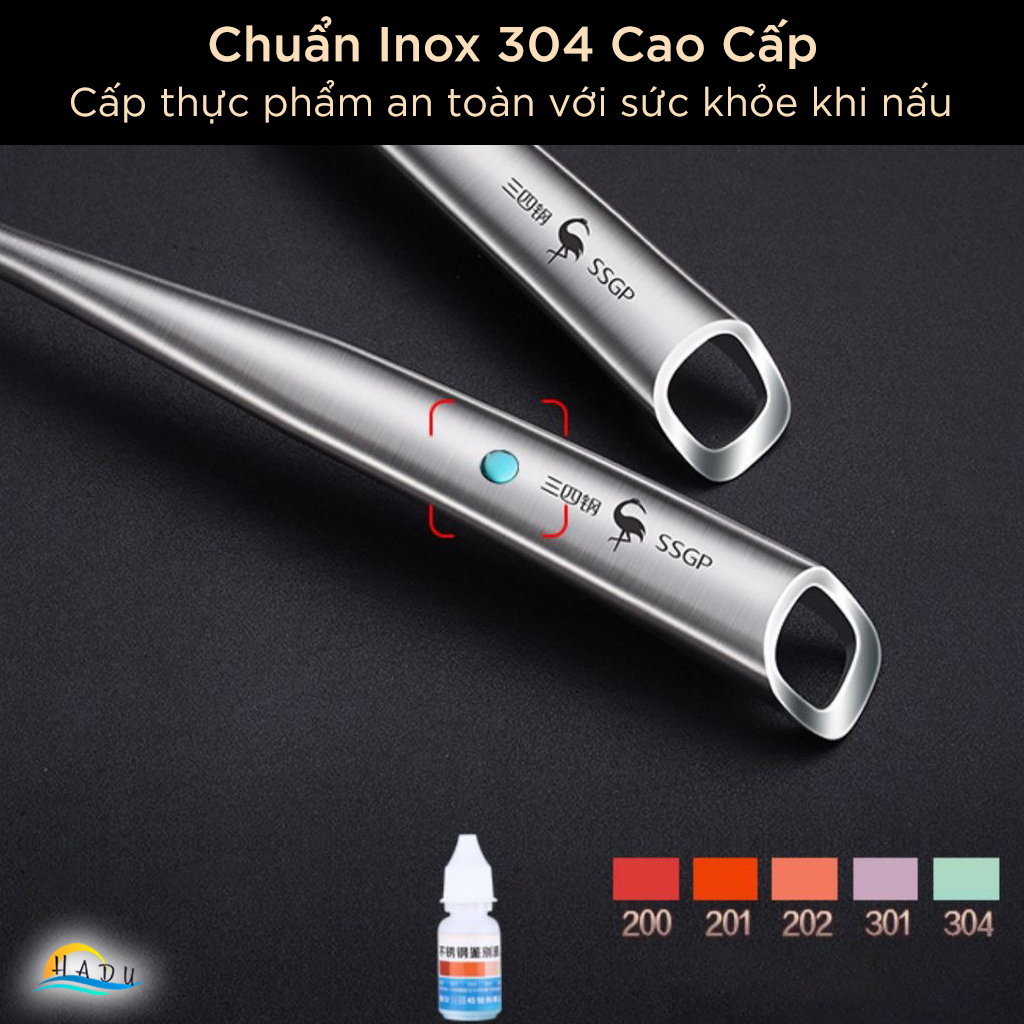 Muôi Lọc Dầu Tách Mỡ Inox 304 SSGP, Tay Cầm Chống Nóng, Dài 34cm, Đạt Chất Lượng LFGB Đức