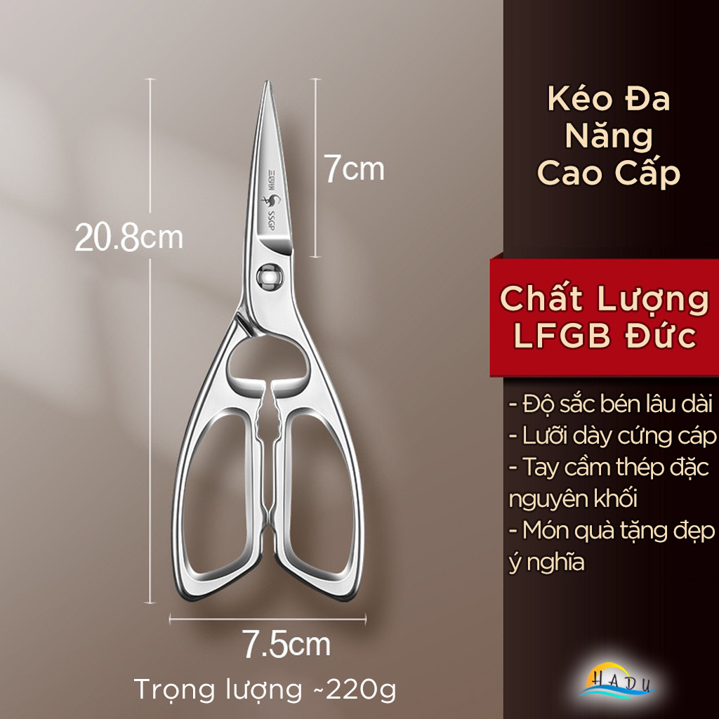 Kéo Cắt Gà Nhà Bếp Đa Năng Thép Không Gỉ Cao Cấp Kiểu Nhật Bản Đạt Chất Lượng LFGB Đức SSGP