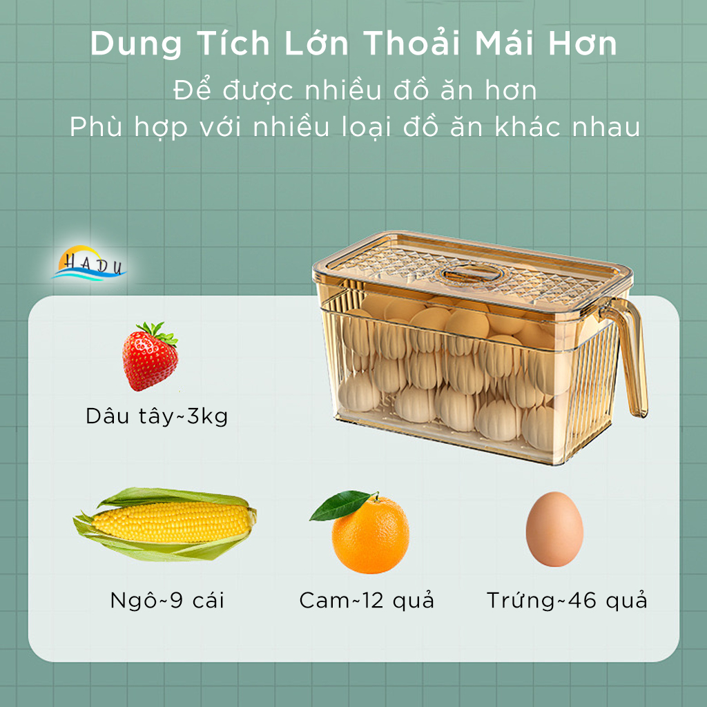 Hộp Bảo Quản Rau Củ Tủ Lạnh CCKO 6L, Có Rổ Lọc Chống Úng, Nắp Ghi Ngày, Nhiều Màu