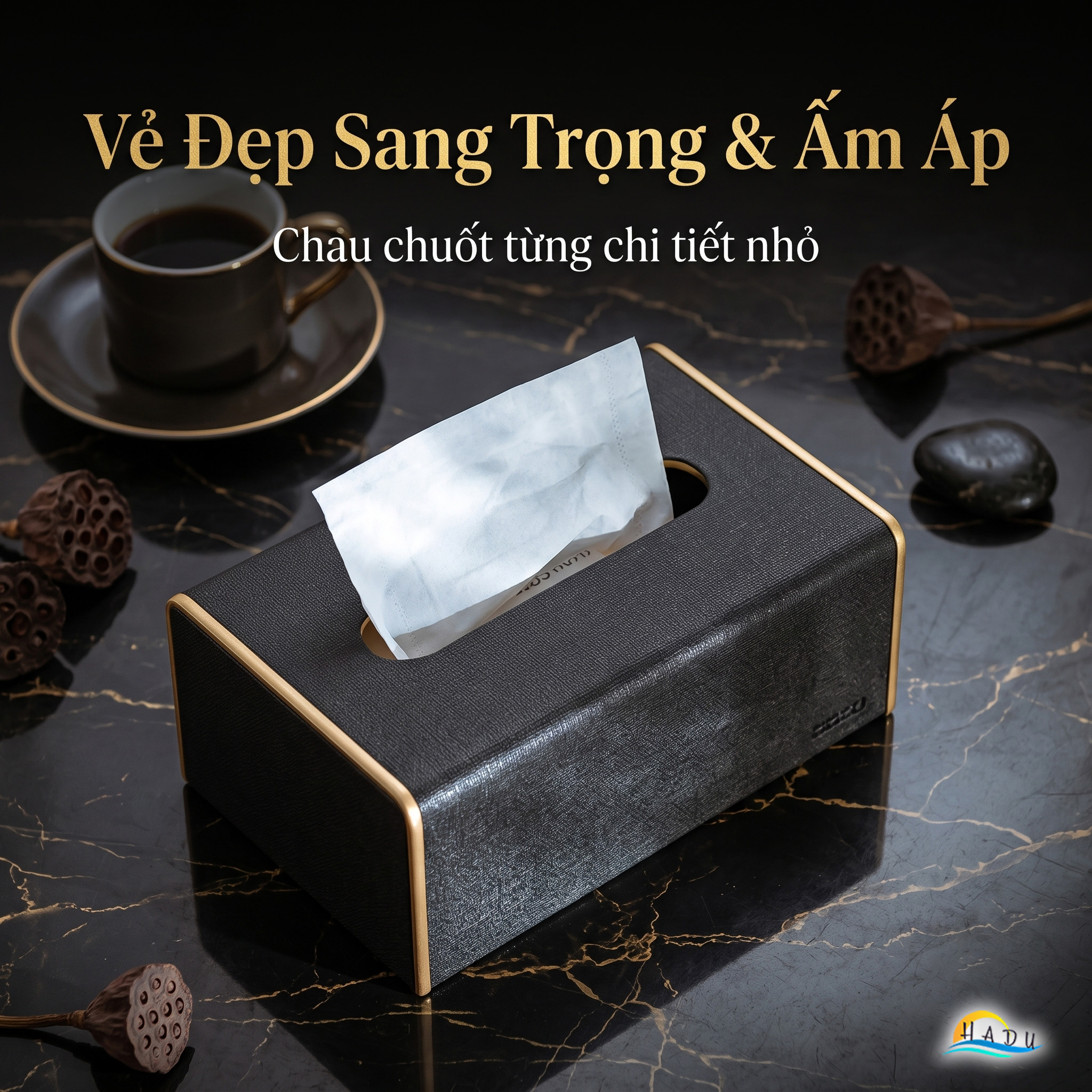 Hộp Đựng Khăn Giấy Bọc Da CCKO, Để Bàn Sang Trọng, Đáy Nam Châm, Nhiều Màu