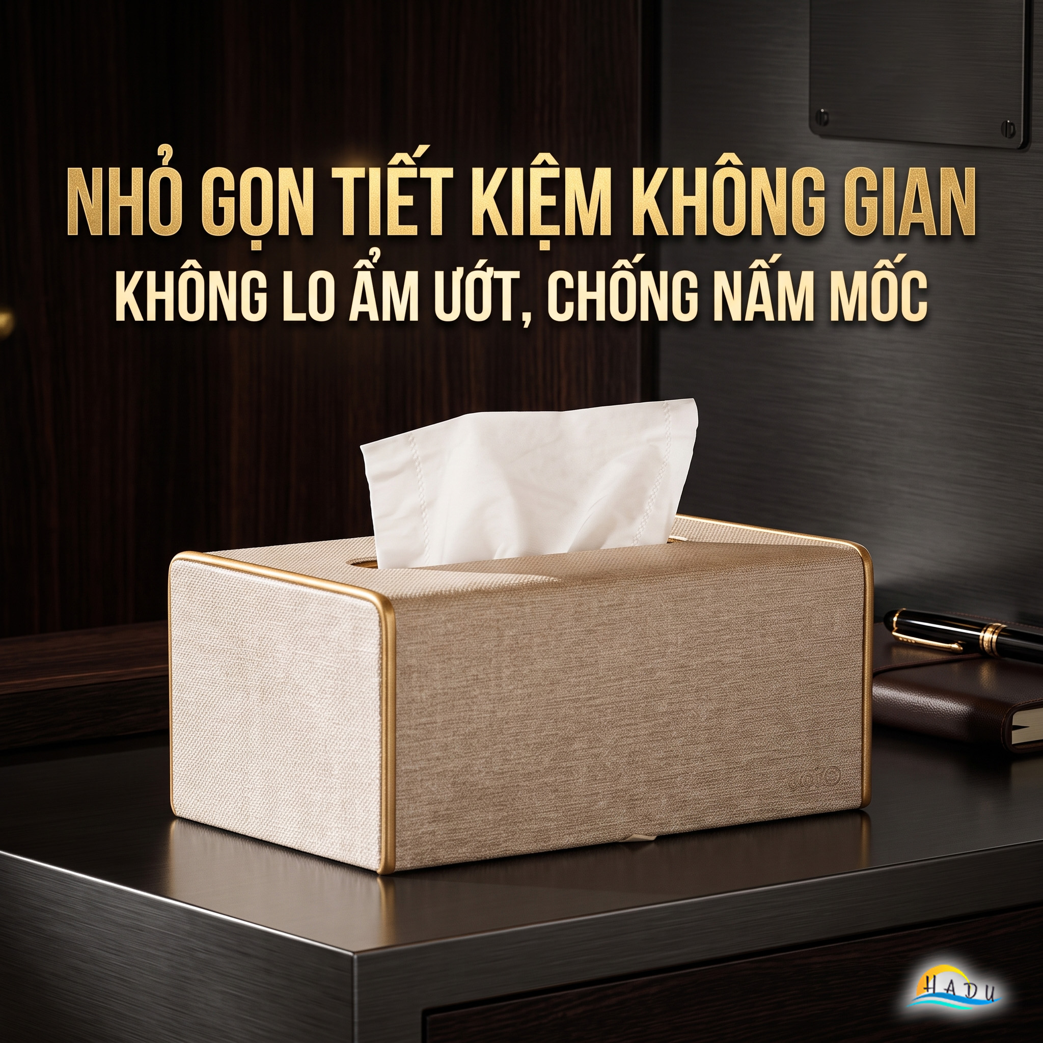 Hộp Đựng Khăn Giấy Bọc Da CCKO, Để Bàn Sang Trọng, Đáy Nam Châm, Nhiều Màu