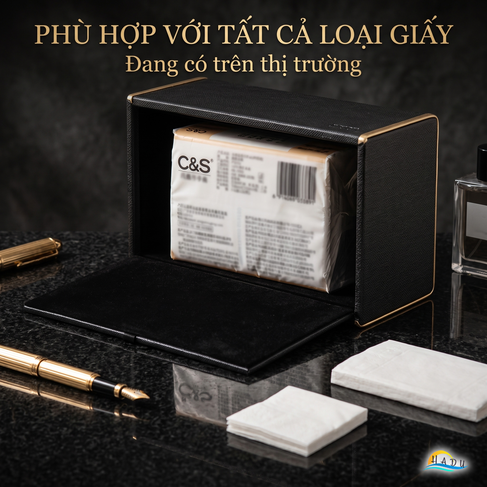Hộp Đựng Khăn Giấy Bọc Da CCKO, Để Bàn Sang Trọng, Đáy Nam Châm, Nhiều Màu