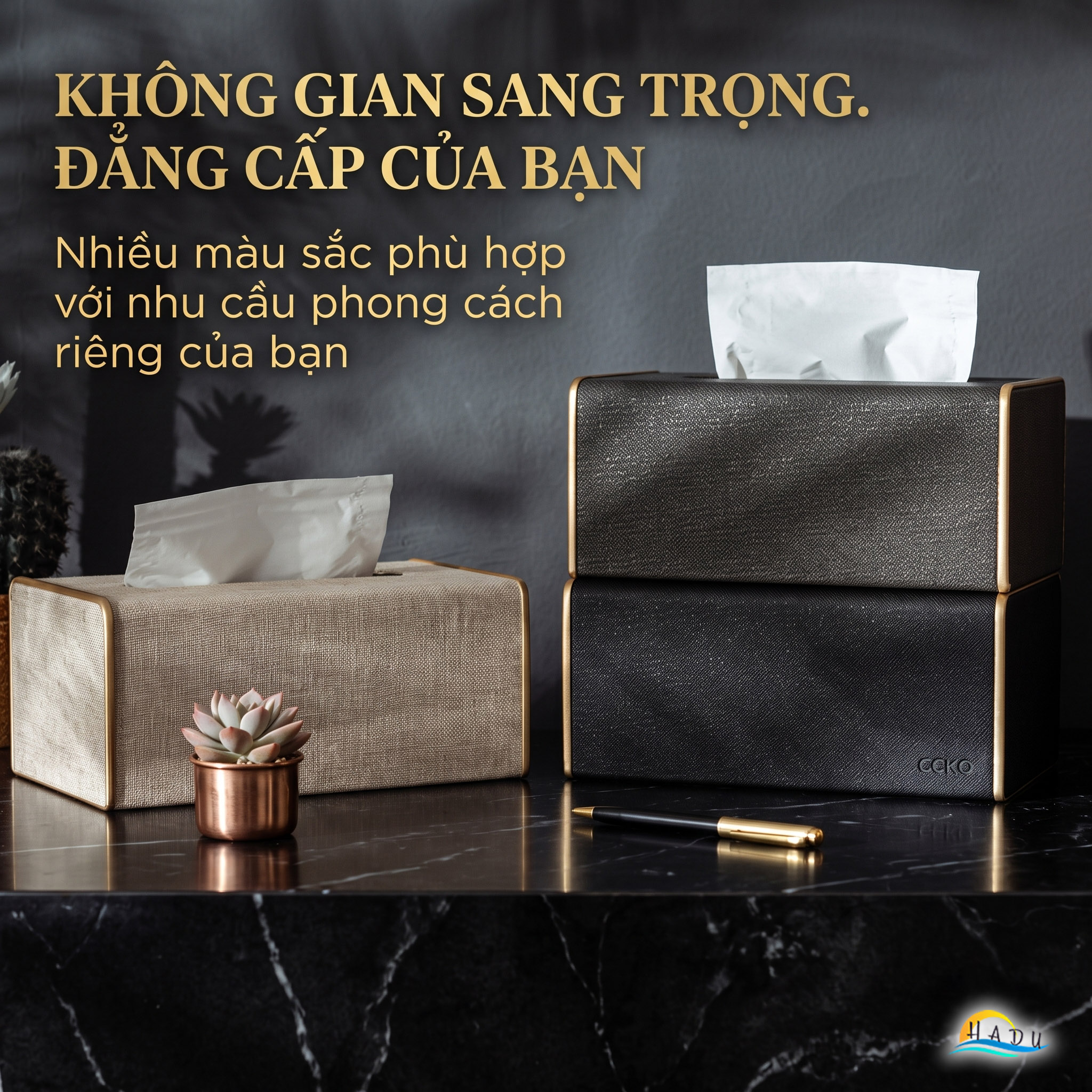 Hộp Đựng Khăn Giấy Bọc Da CCKO, Để Bàn Sang Trọng, Đáy Nam Châm, Nhiều Màu