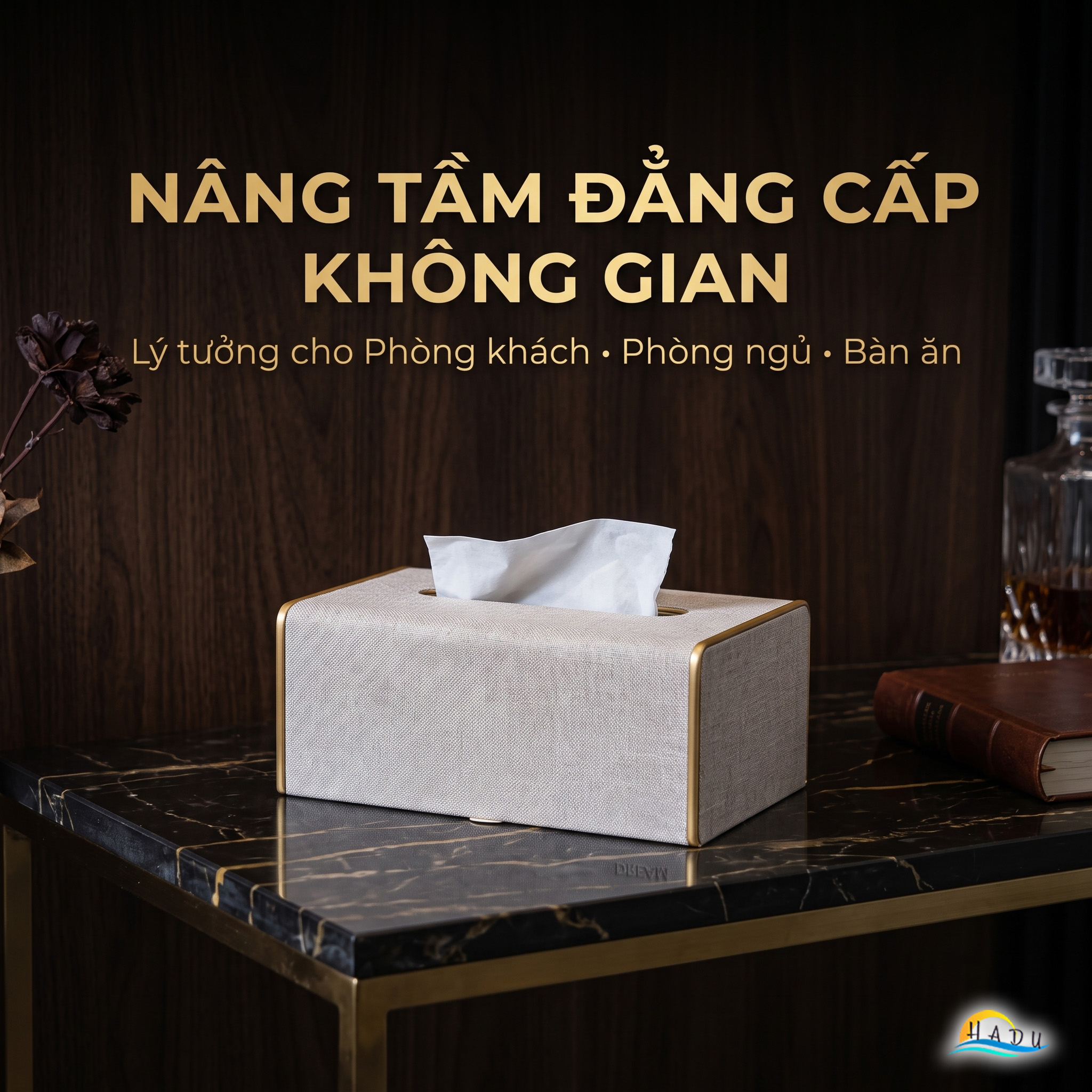 Hộp Đựng Khăn Giấy Bọc Da CCKO, Để Bàn Sang Trọng, Đáy Nam Châm, Nhiều Màu