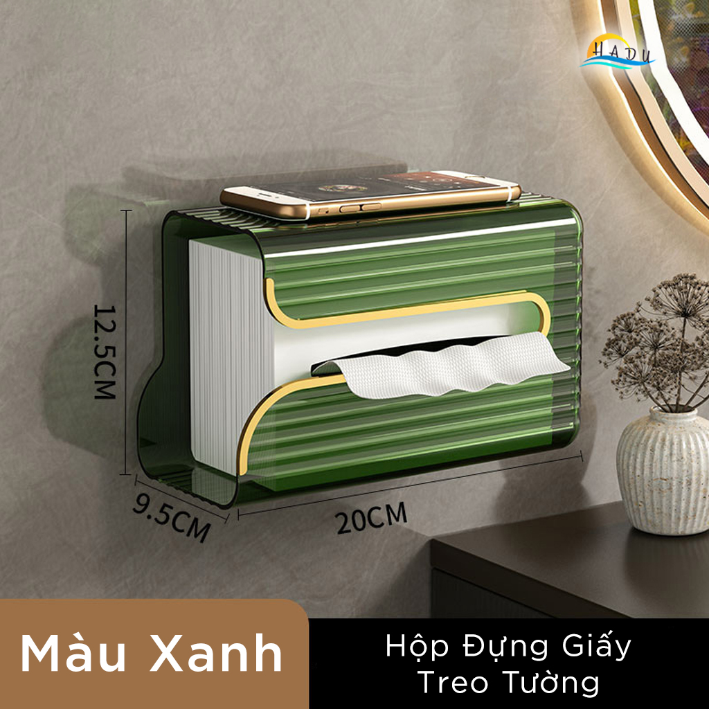 Hộp Đựng Khăn Giấy Treo Tường CCKO, Có Khay Đựng Đồ, Nhựa PET, Dán Tường, Nhiều Màu