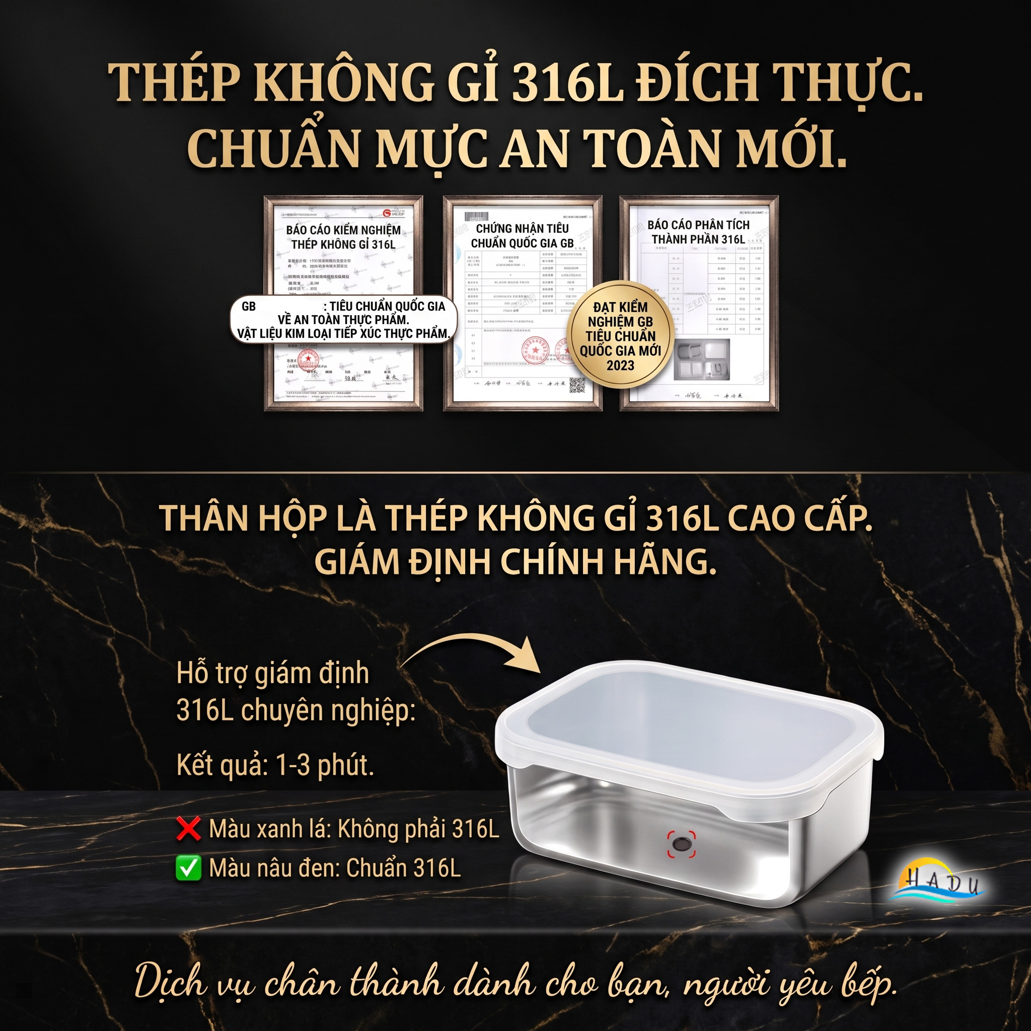 Hộp Đựng Thực Phẩm Inox 316L SSGP, Hộp Trữ Đông Tủ Lạnh Nắp Silicone Kín Khít, Dùng Lò Nướng, Đạt Chất Lượng LFGB Đức