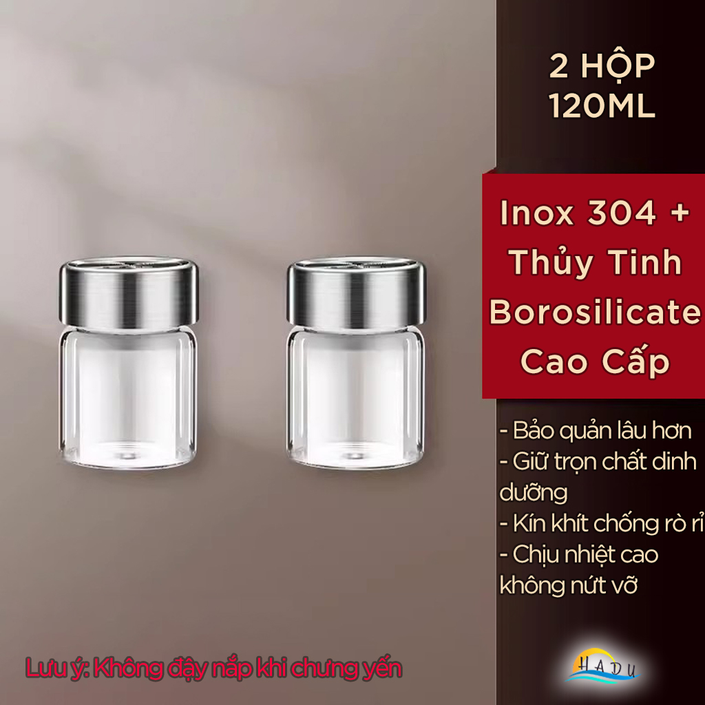 Hũ Chưng Yến Thủy Tinh Borosilicate SSGP, Nắp Inox 304 Kín Hơi, Chịu Nhiệt 300°C, Đạt Chất Lượng LFGB Đức