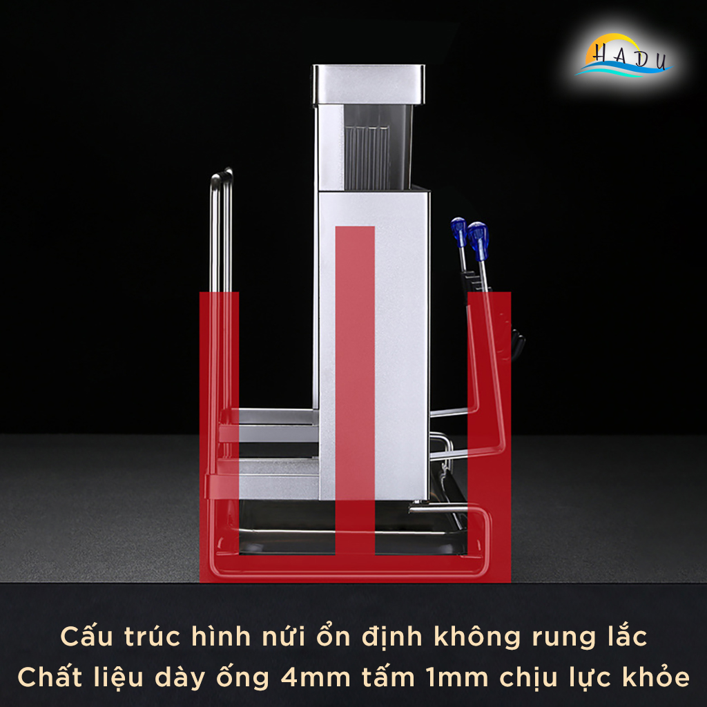Giá Để Dao Thớt Đa Năng SSGP Inox 304, Treo Tường hoặc Để Bàn, Kèm Ống Đũa, Đạt Chất Lượng LFGB Đức