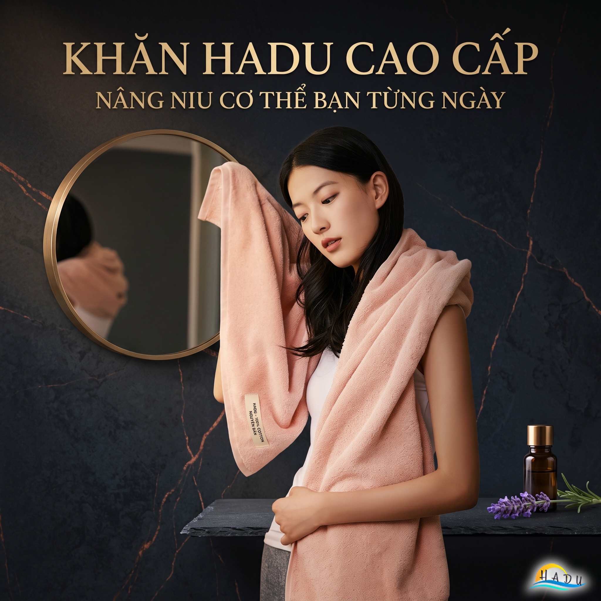 Khăn Tắm Cotton HADU Kháng Khuẩn, Siêu Mềm Mại, Thấm Hút Tốt, 70x140cm, Nhiều Màu