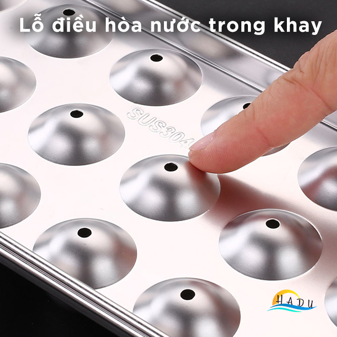 Khay Làm Đá Tròn Nhỏ 18 Viên Có Nắp Đậy Cao Cấp Inox 304 Đạt Chất Lượng Đức SSGP