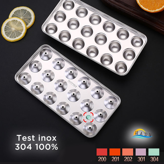 Khay Làm Đá Tròn Nhỏ 18 Viên Có Nắp Đậy Cao Cấp Inox 304 Đạt Chất Lượng Đức SSGP