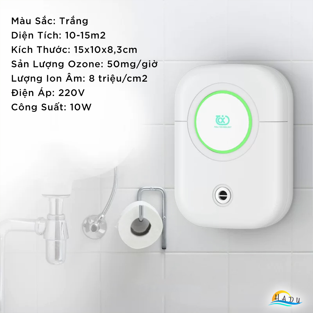 Máy Khử Mùi Nhà Vệ Sinh HADU, Công Nghệ Ozone và Ion Âm, Lọc Khí, Cho Phòng 15m²