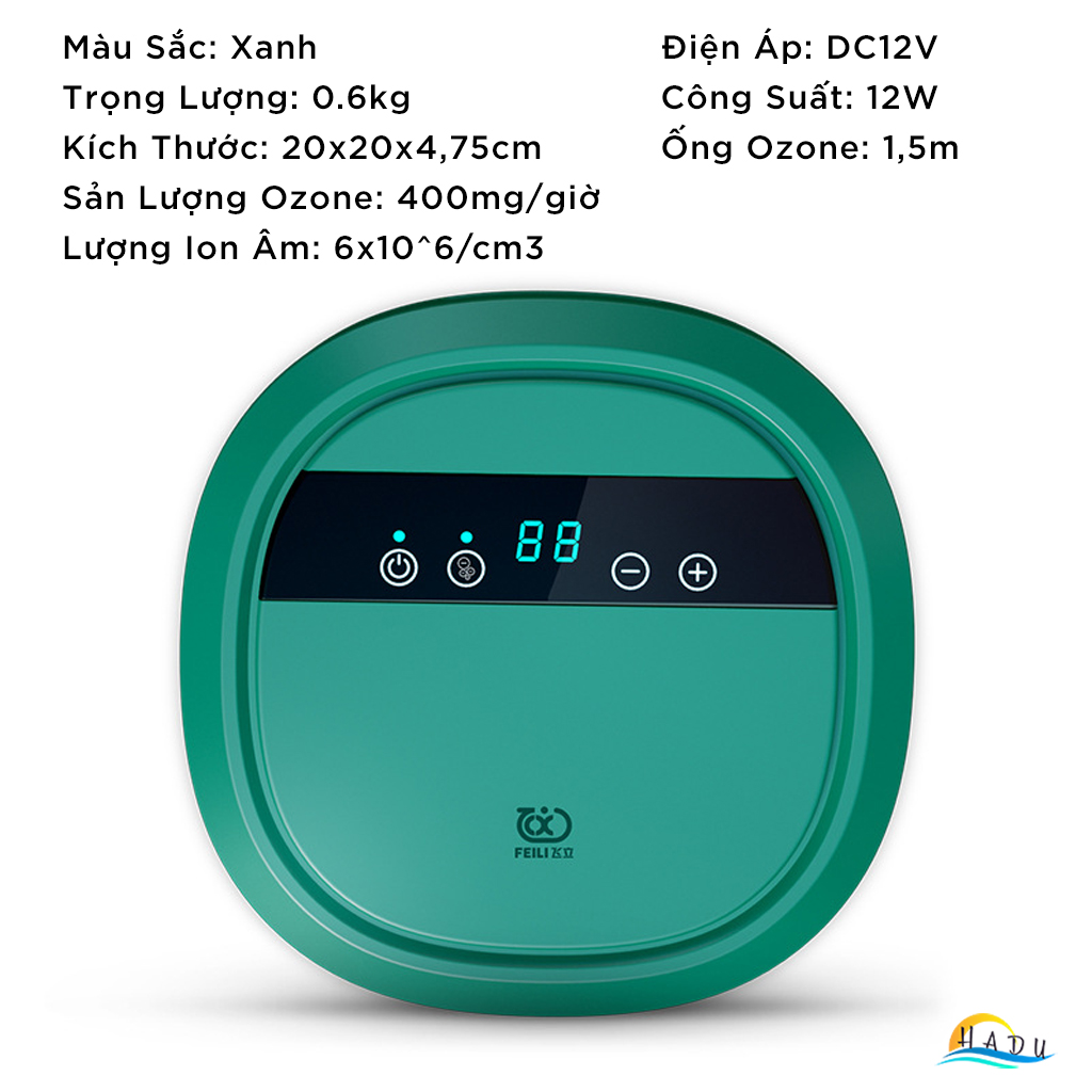 Máy Khử Độc Thực Phẩm & Lọc Không Khí HADU 2 trong 1, Ozone 400mg/h và Ion Âm