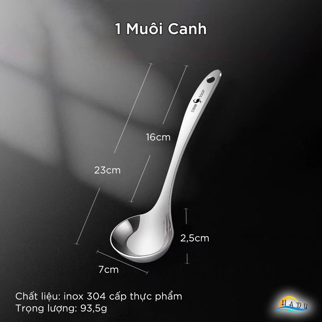 Bộ Muôi Múc Canh Inox 304 SSGP, Đúc Nguyên Khối, Tay Cầm Tròn Chống Nóng, Đạt Chất Lượng LFGB Đức