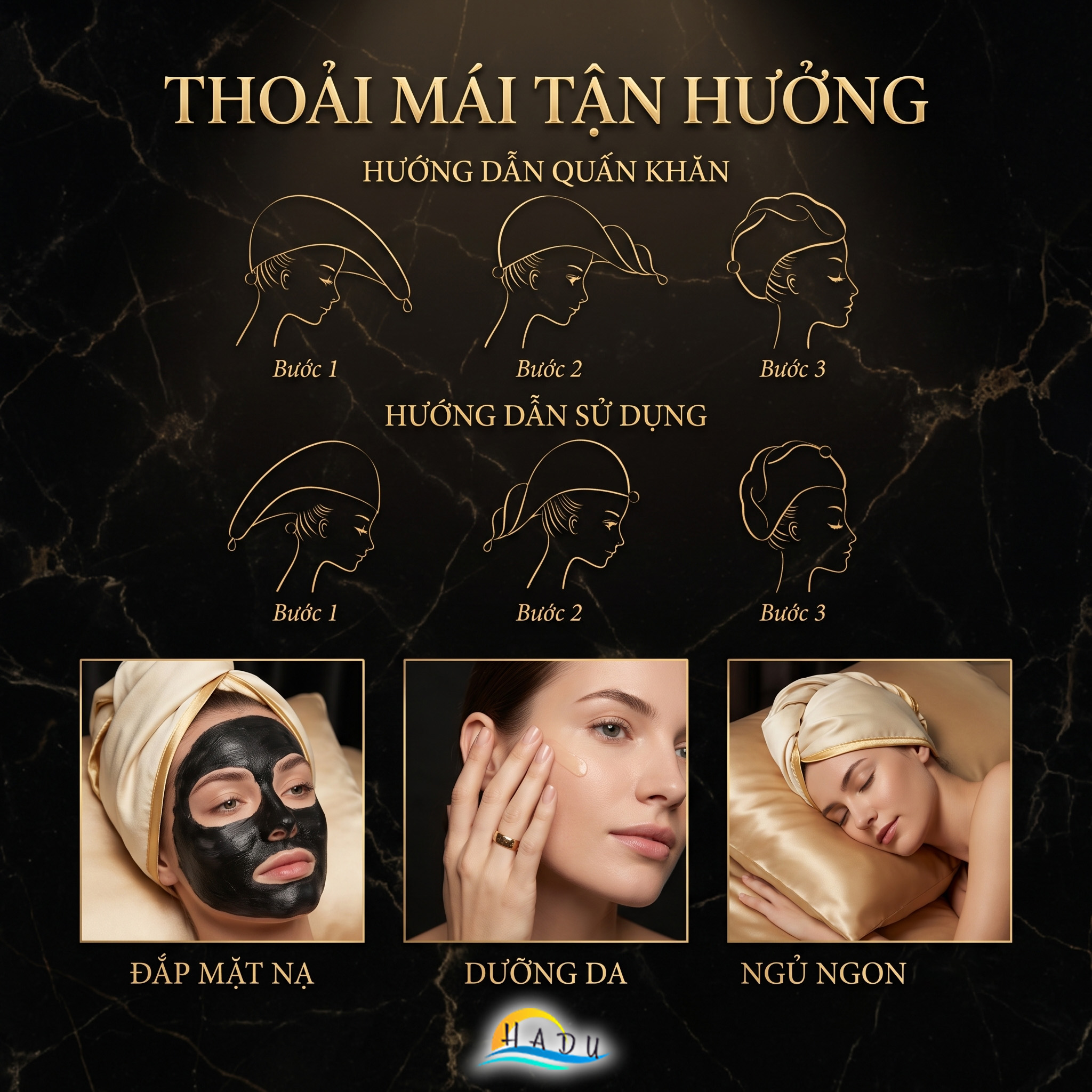 Mũ Trùm Đầu Khi Tắm Ủ Tóc Bền Cao Cấp Nơ Kiểu Nhật Mềm Mịn HADU