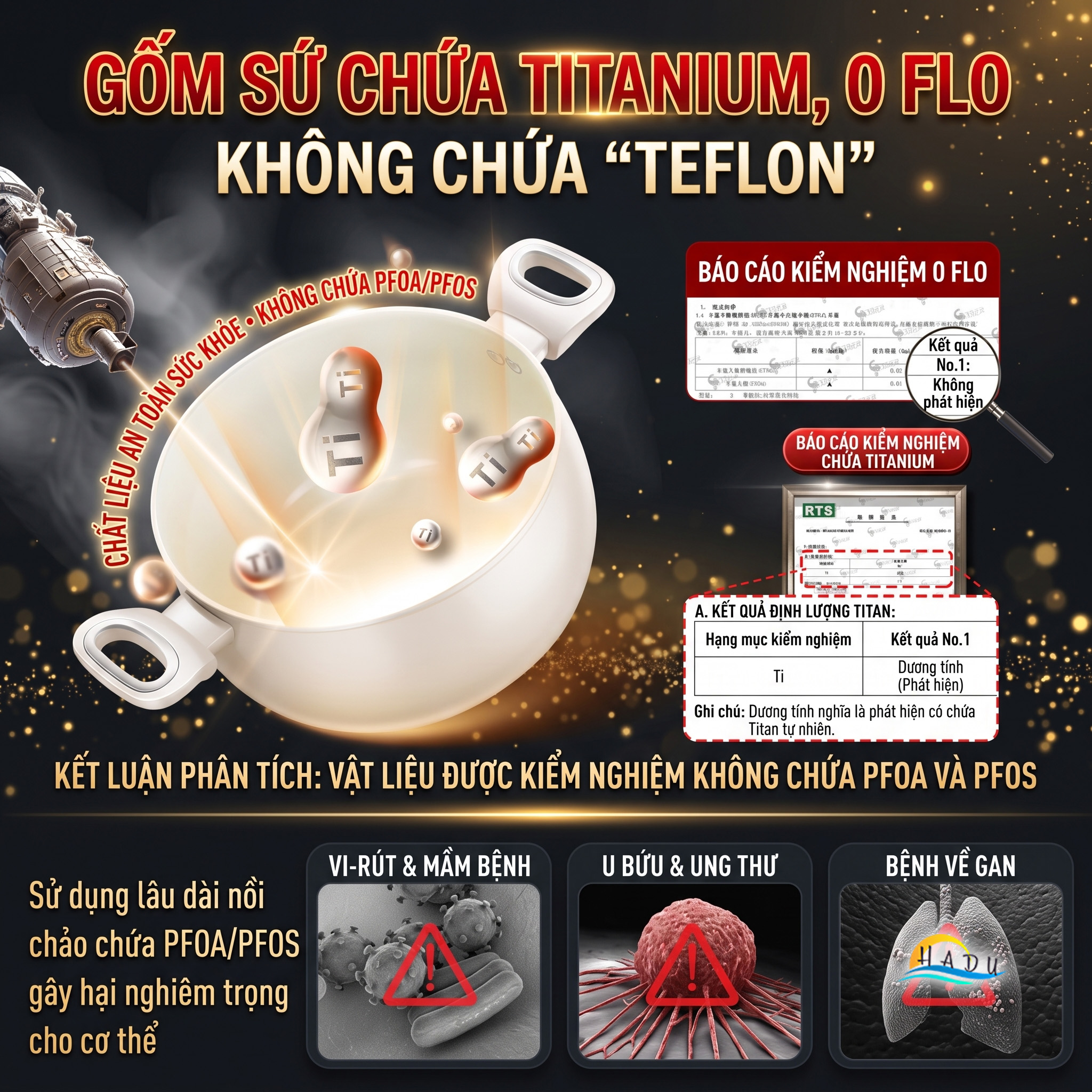 Nồi Chống Dính Bếp Từ SSGP Titan Gốm, 20cm 24cm 26cm, Không Teflon, Đạt Chất Lượng LFGB Đức