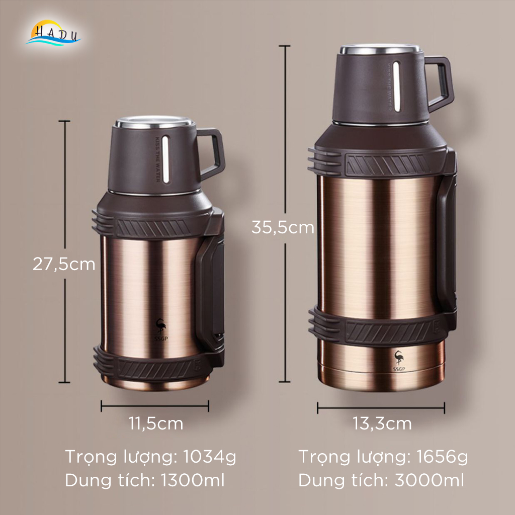 Phích Giữ Nhiệt 3 Lít Inox 316 Cao Cấp Đạt Chất Lượng LFGB Đức Bảo Quản Tới 60 Giờ SSGP