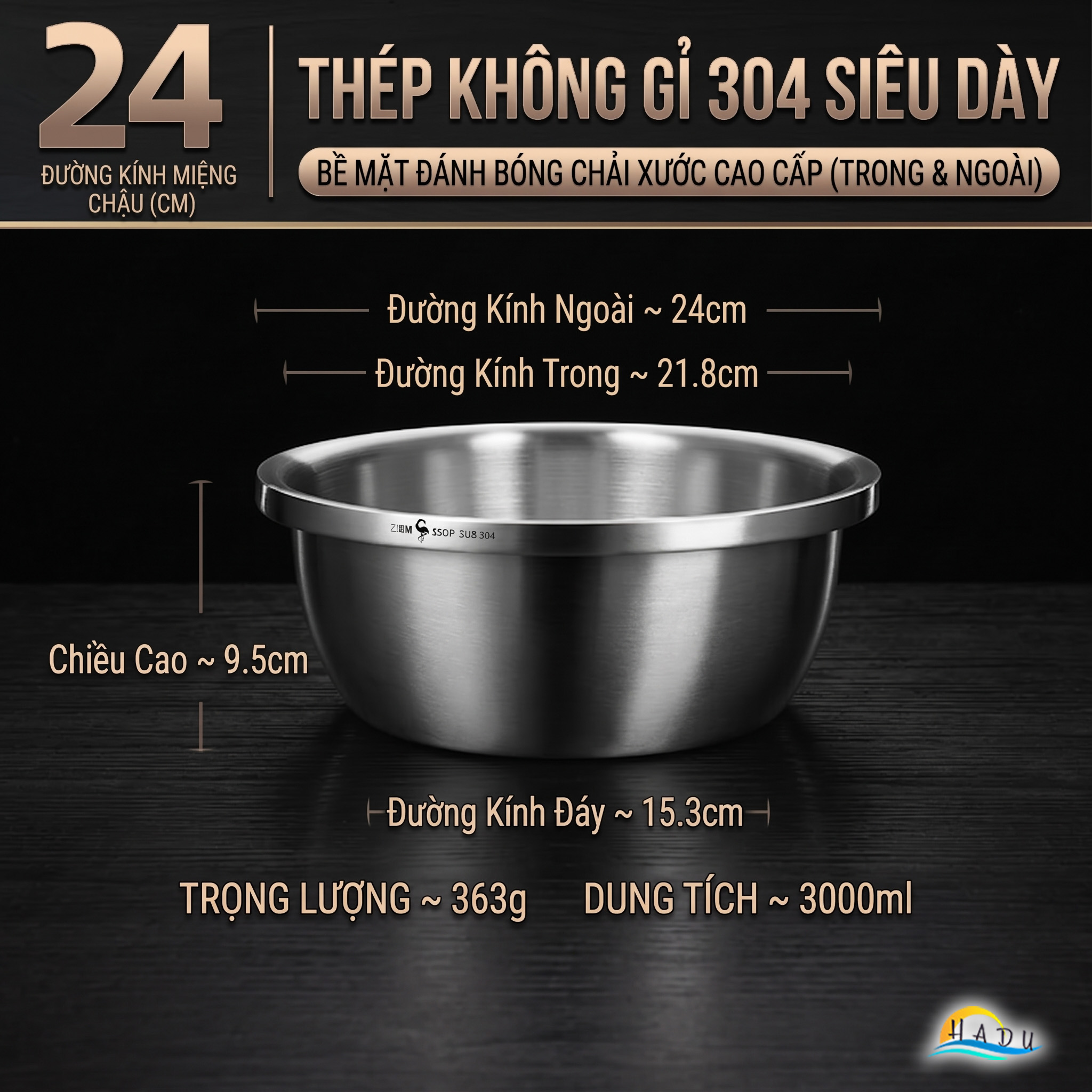 Bộ Rổ và Chậu Inox 304 SSGP, Đa Năng Rửa Rau Củ, Xếp Chồng Gọn, Nhiều Size, Đạt Chất Lượng LFGB Đức