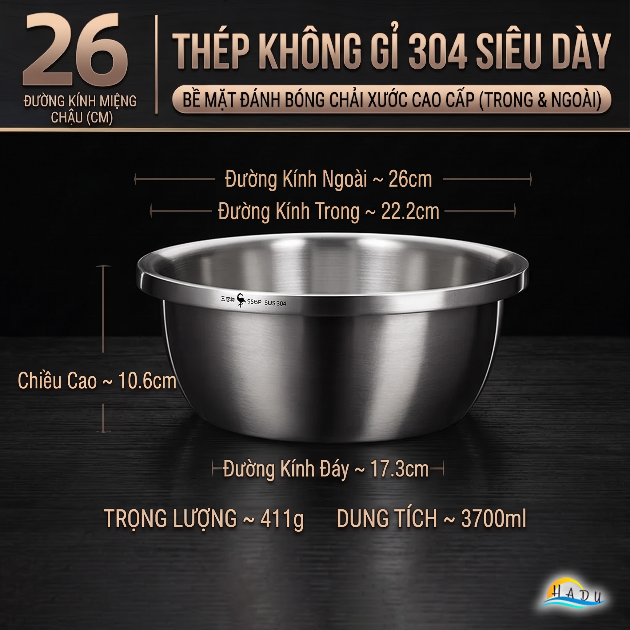 Bộ Rổ và Chậu Inox 304 SSGP, Đa Năng Rửa Rau Củ, Xếp Chồng Gọn, Nhiều Size, Đạt Chất Lượng LFGB Đức