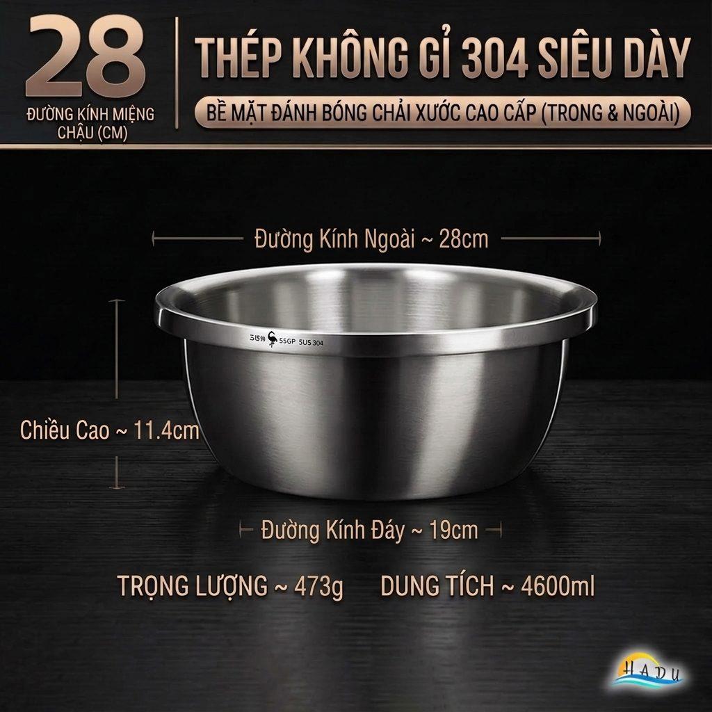 Bộ Rổ và Chậu Inox 304 SSGP, Đa Năng Rửa Rau Củ, Xếp Chồng Gọn, Nhiều Size, Đạt Chất Lượng LFGB Đức