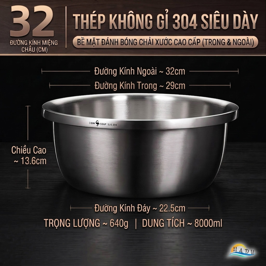 Bộ Rổ và Chậu Inox 304 SSGP, Đa Năng Rửa Rau Củ, Xếp Chồng Gọn, Nhiều Size, Đạt Chất Lượng LFGB Đức