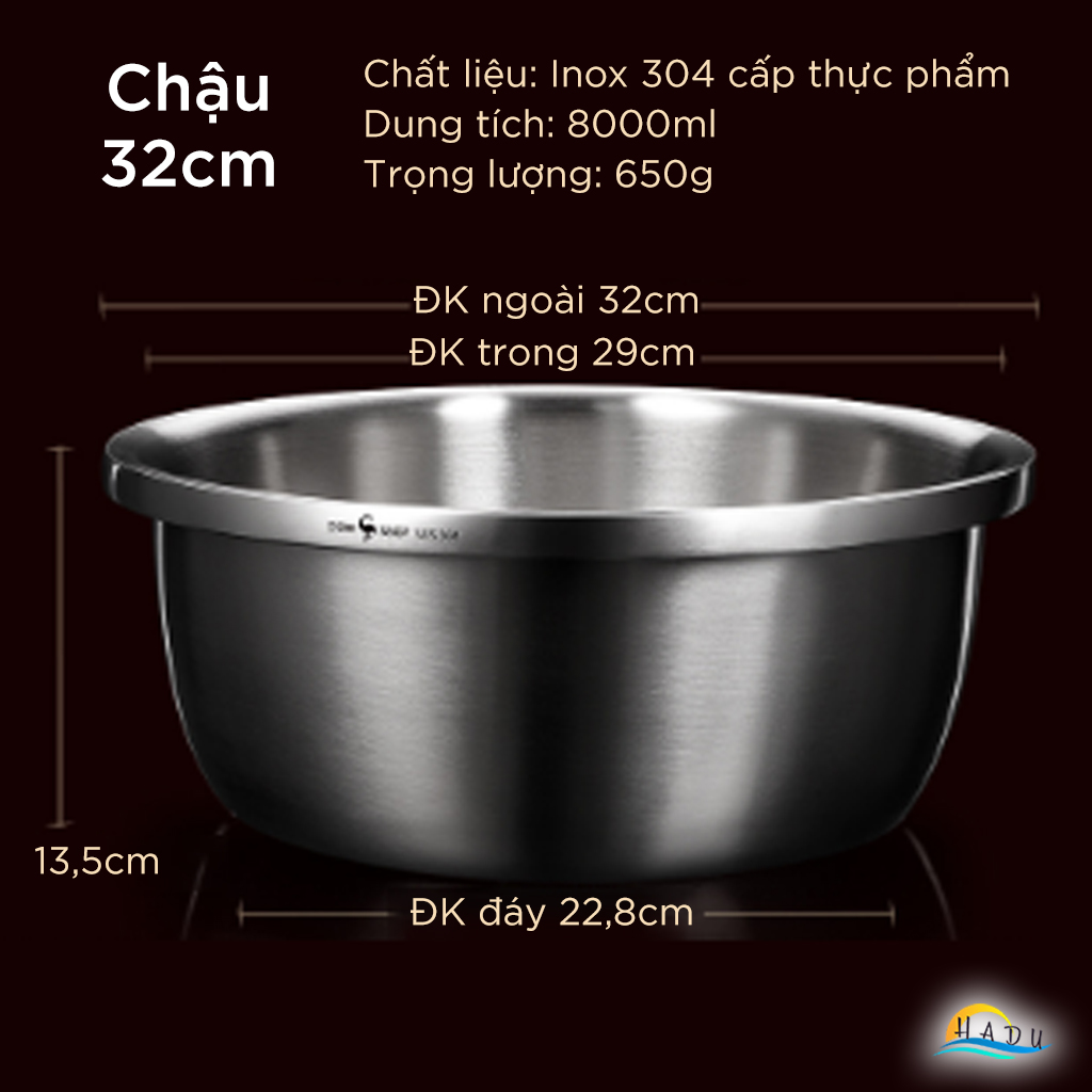 Bộ Rổ và Chậu Inox 304 SSGP, Đa Năng Rửa Rau Củ, Xếp Chồng Gọn, Nhiều Size, Đạt Chất Lượng LFGB Đức