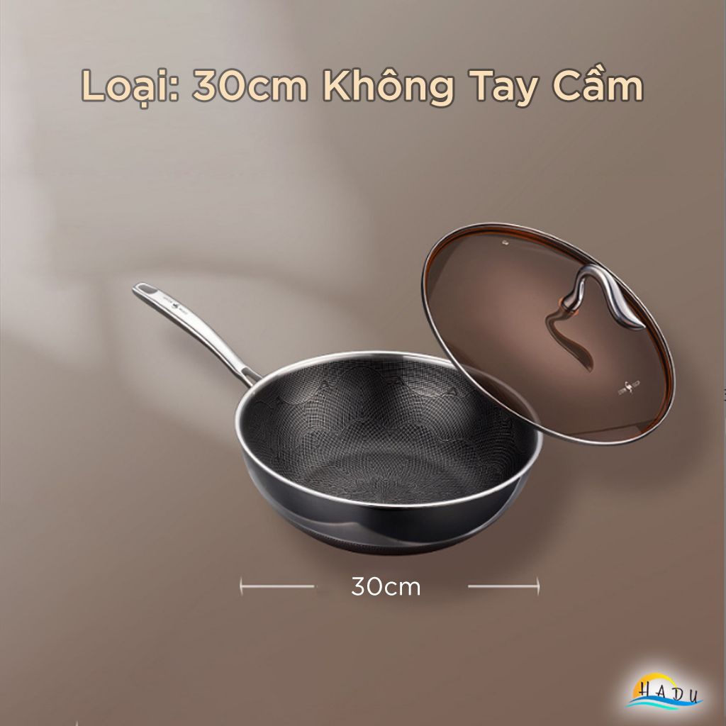 Chảo Chống Dính Lòng Sâu Bếp Từ SSGP 30cm, Inox 316L, Phủ Dupont Mỹ, Đáy 5 Lớp, Đạt Chất Lượng LFGB Đức